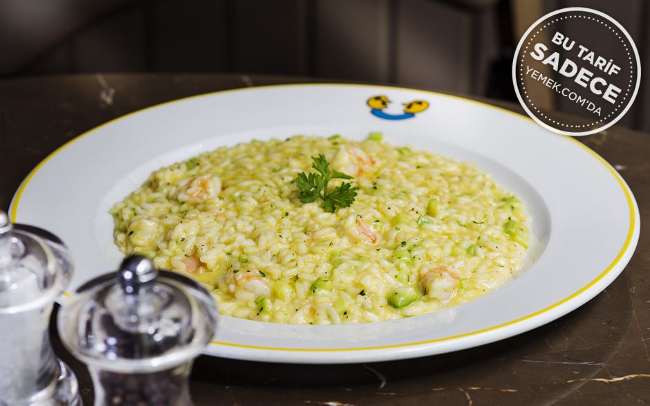 Limonlu, Karidesli, Kabaklı Risotto (Risotto al limone con gamberi e zucchine)